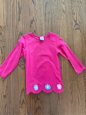 Florence Eiseman Girls' Pink Floral Hem Long-Sleeve Top